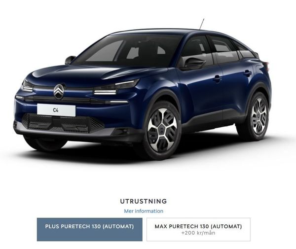 Citroen C4 Plus Puretech PRIVATLEASING FR 3199:-/mån - 2025