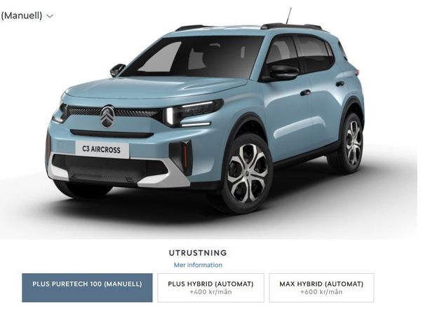 Citroen C3 Aircross Plus Puretech PRIVATLEASING FR 2999:-mån - 2025