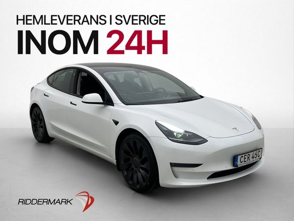 Tesla Model 3 Performance AWD Pano Kamera Skinn AP Värmare - 2022