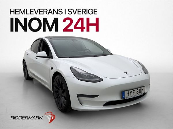 Tesla Model 3 Performance AWD 513hk Pano AP Kamera Skinn - 2021