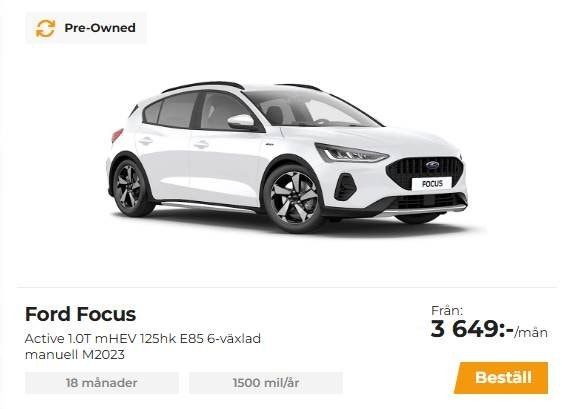 Ford Focus Active 1.0T M HEV 125hk P Leasing 3649:- - 2023