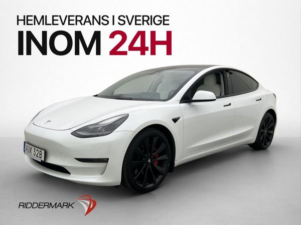 Tesla Model 3 Performance AWD Pano Kamera Ljus interiör Navi - 2021
