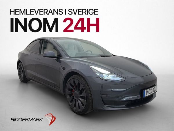 Tesla Model 3 Performance AWD 513hk Värmare AP Ljus interiör - 2021