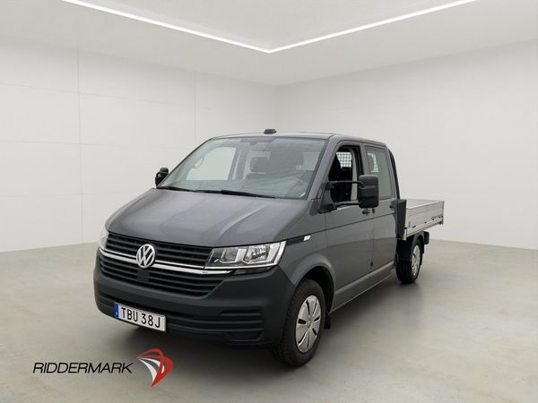 Volkswagen Transporter Dubbelhytt FLAKBIL 6-Sits Värm Moms - 2022