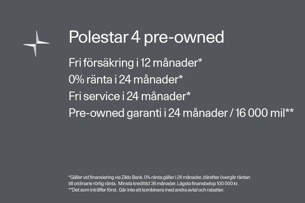 Polestar 4 Long Range Dual Bus edt 0% RÄNTA KAMPANJ PRIVATLEASING - 2026