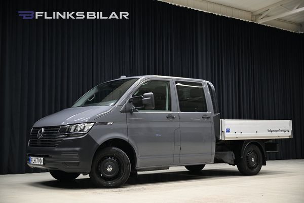 Volkswagen Transporter TDI 110HK Dubbelhytt|Flak|Drag|Värmare|Lågmil|Leasbar - 2023