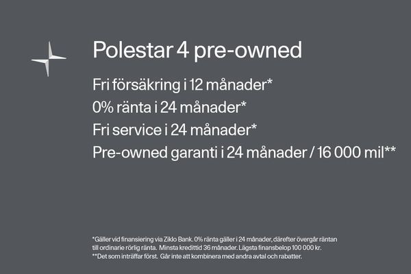 Polestar 4 Long range Dual motor Coupe 0% Ränta - 2025