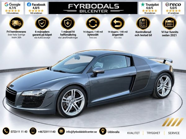 Audi R8 4.2 FSI V8 Quattro 420hk R-Tronic Ferrita B&O 4153kr/må - 2007