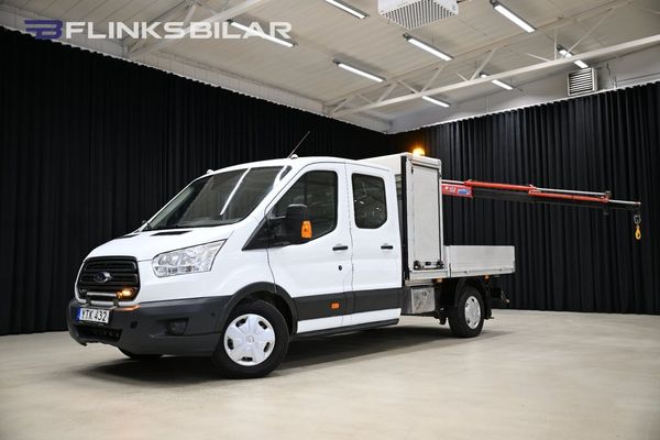 Ford Transit 350 170HK Dubbelhytt|Flak|Inredd|Kranbil|NyKamrem|Moms - 2019